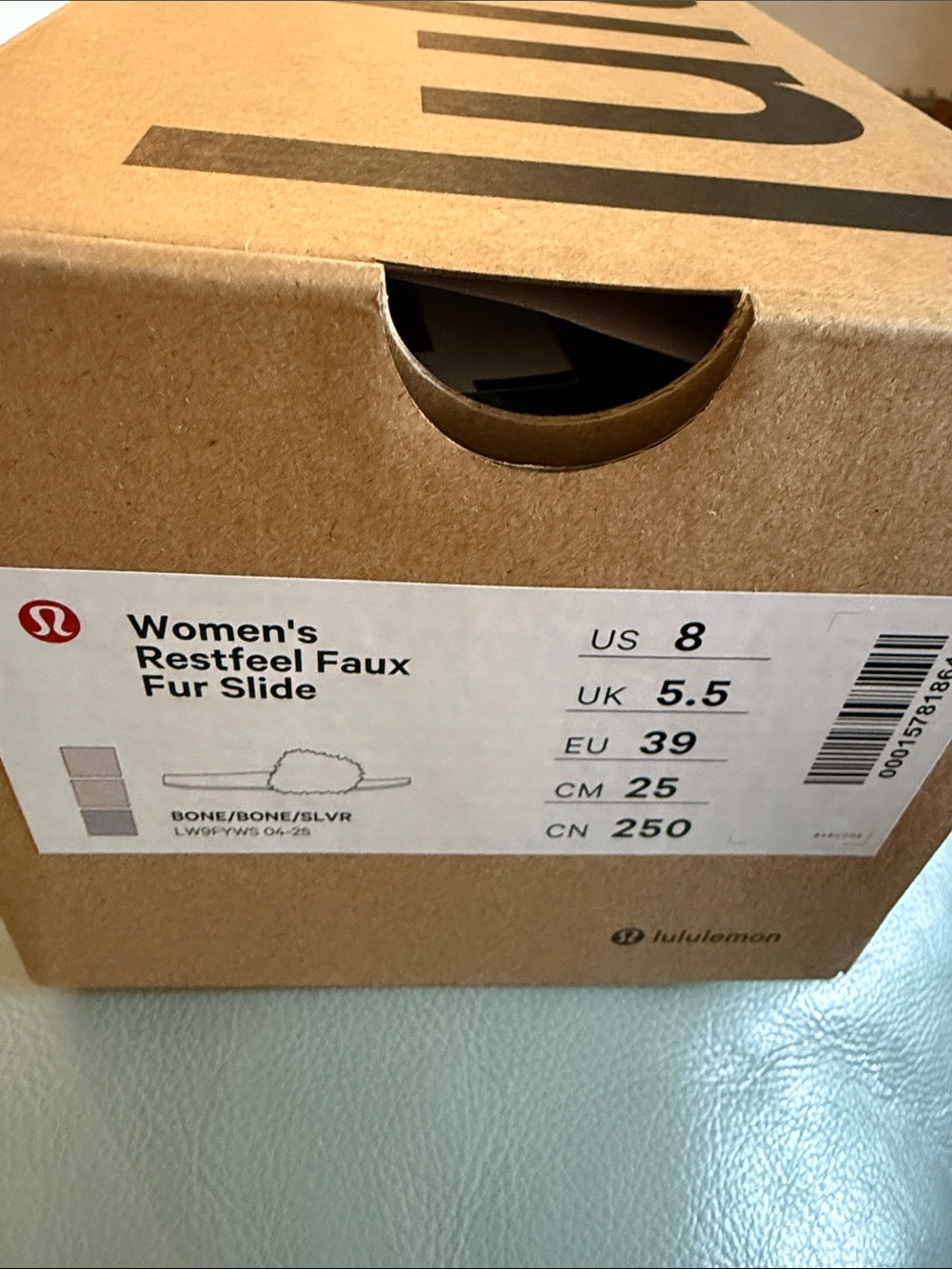 lululemon athletica Women's Restfeel Faux Fur Slide in Bone/Silver